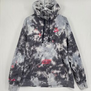 Nike Sportswear Men XL Tie Dye Space Wave Graphic Hoodie Gray Pink FB9042-410